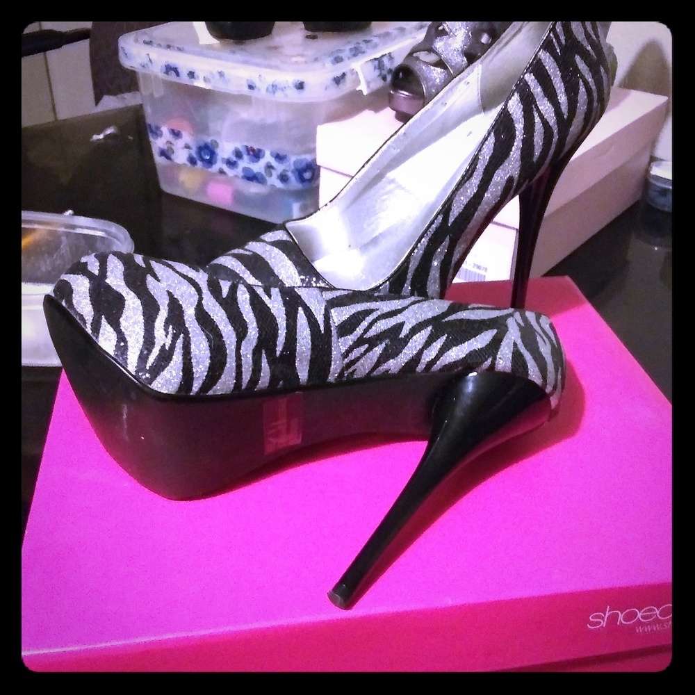 Zebra print high heels